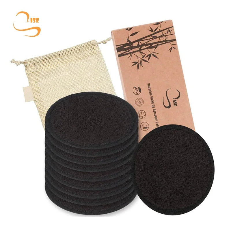 Hot Sale 3.15" Soft Bamboo Terry Cosmetic Cleansing Pads Organic Cotton Laundry Bag Set Reusable Makeup Remover Pads Face