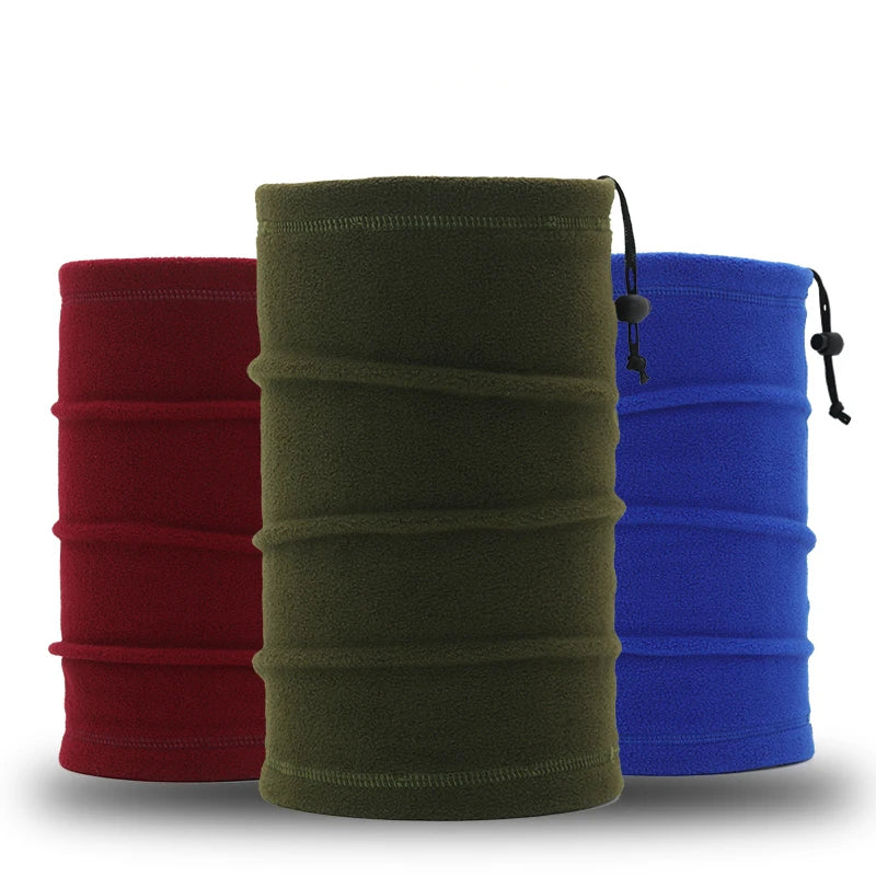 Custom Windproof Winter Neck Gator Fleece Polyester Adjustable String Neck Cover Warmer Gaiter Snood Bandana Scarf Outdoor Logo