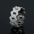 CAOSHI Classic Geometry Hollow Design Full Paved 3A Zircon Silver Plated Band Rings for Hip Hop Style Party Rings for Women/Men