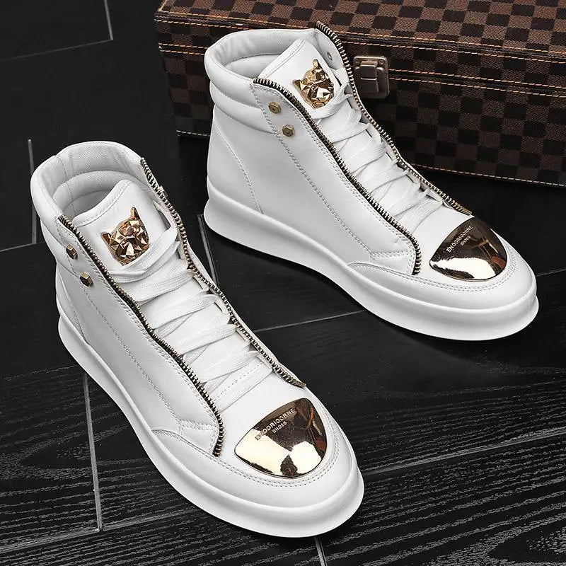 Men's Boys College Campus Outdoor Fashion High-top Casual Running Sneakers Trendy Thick-soled Height-increasing Single Shoes