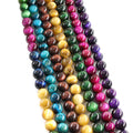 4/6/8/10/12mm Blue Ruse Purple Colors Gemstones Multi-color tiger Eye Round Loose Beads for Jewelry Making Necklace Bracelet