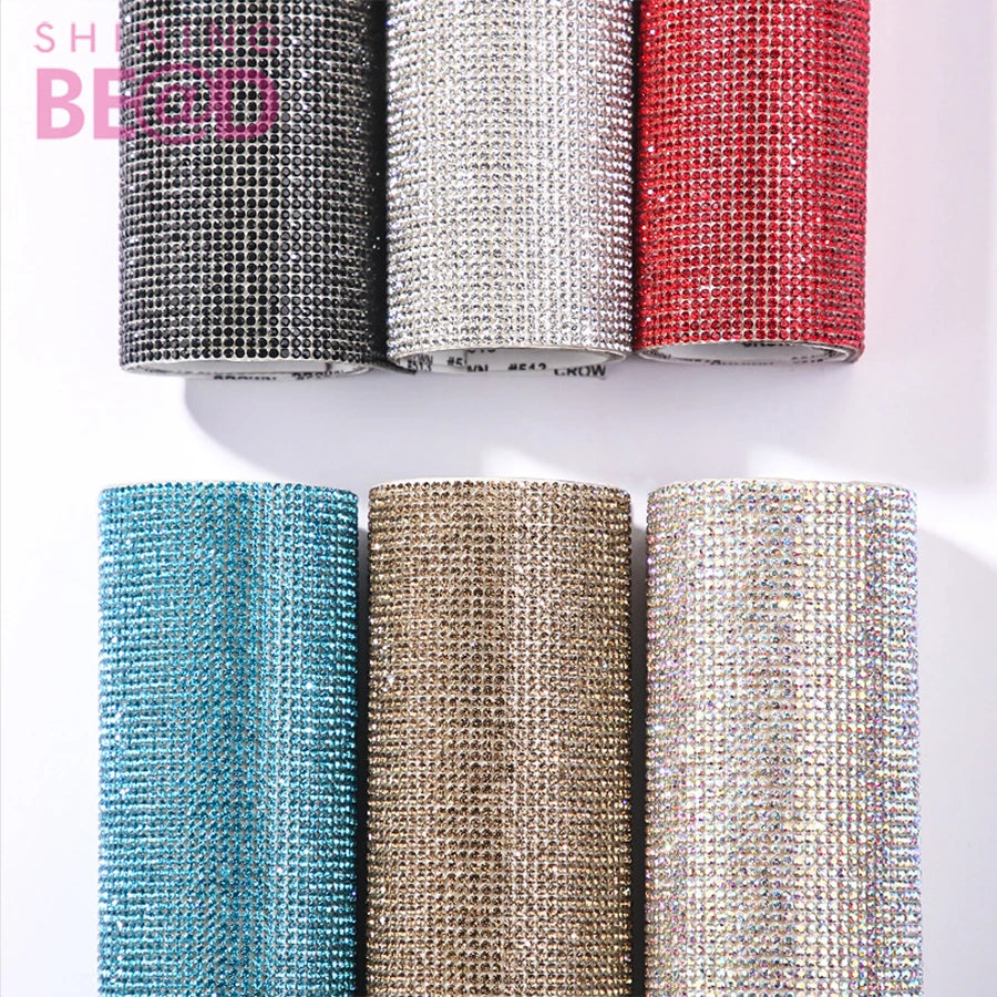Wholesale 24X40cm Rhinestones Mesh Self Adhesive AB Crystal  Sheet for Garment/Bag/Shoe
