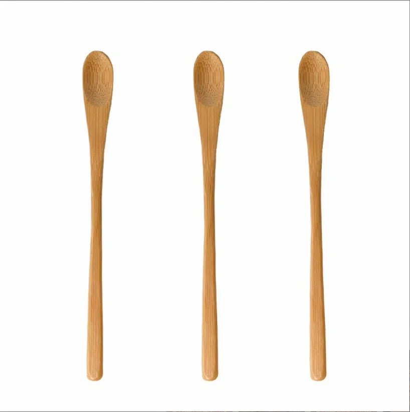 16 cm Long Bamboo Wooden Handle Spoon for Coffee Tea Milk Powder Stirring
