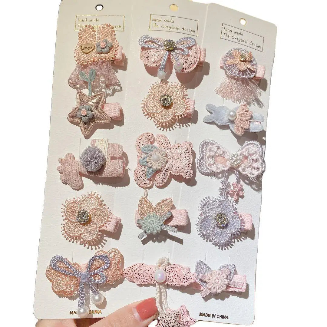 Cute Winter Cloth Bow Decorative Hair Clips 5pcs Per Set for Girls and Toddlers