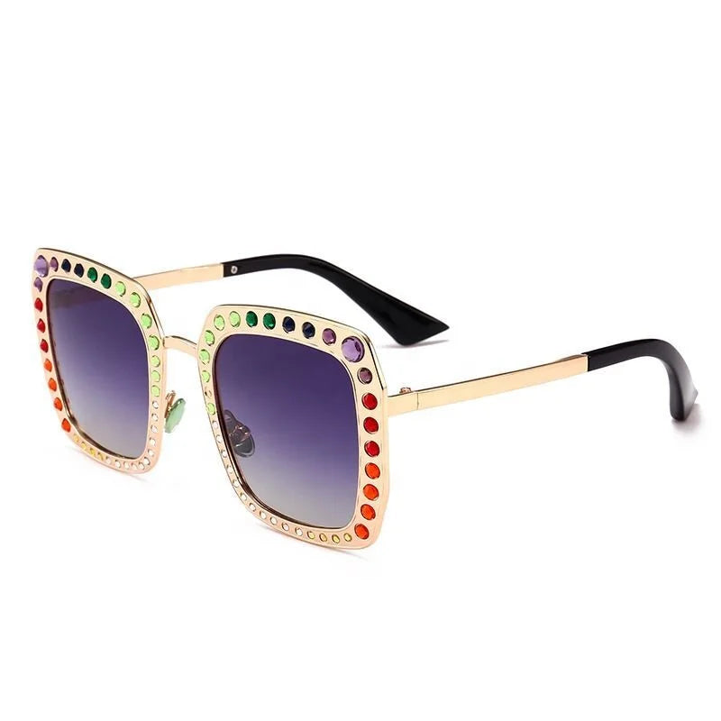 New Trendy Street Frameless Women Fashion Rimless Square Diamond Sun Glasses Sunglasses 2022