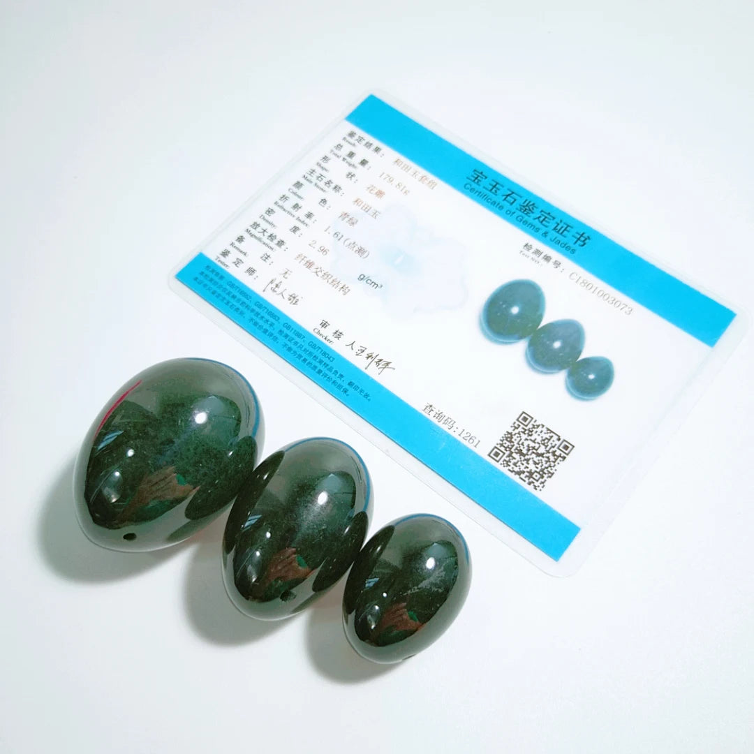 HZ 3-Piece/set Natural Jade Yoni Eggs Cheap Price Jade Eggs Nephrite for Sale Crystals Healing Nephrite Jade Egg