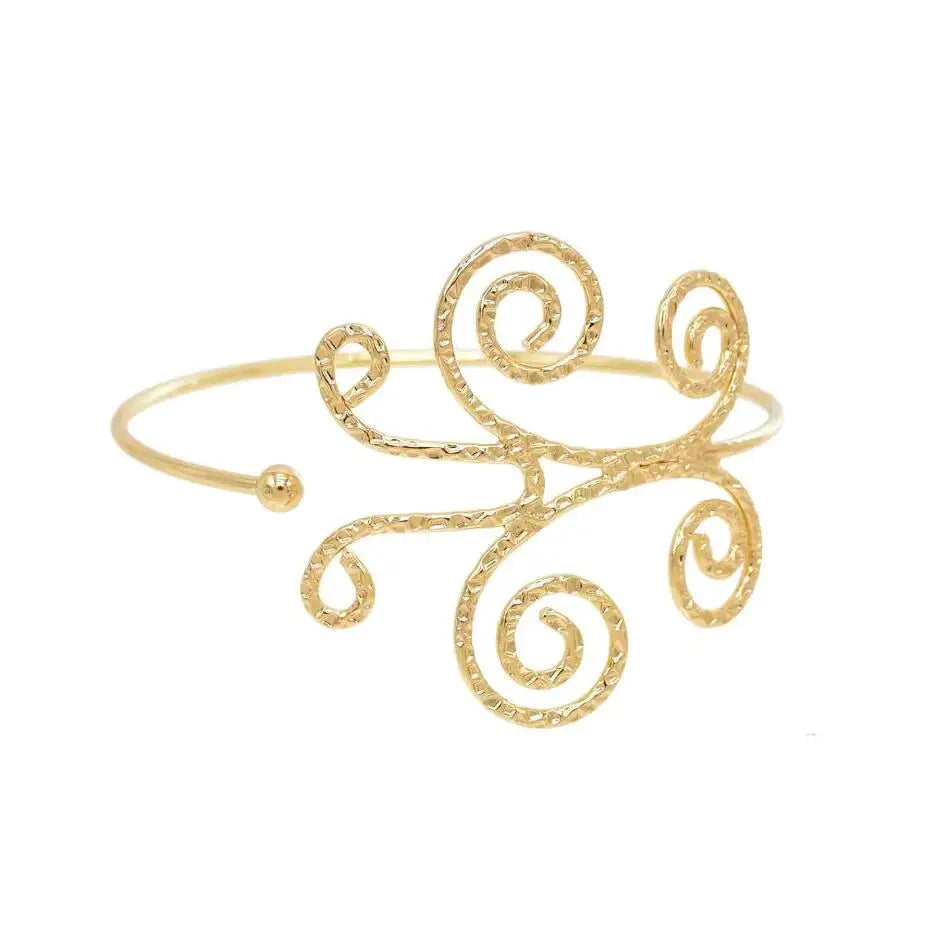 Double Open End Spiral Pattern Bracelet Bangle Charming Armlet Trend Silver Gold Metal Adjustable