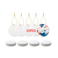 PYD Life USA Free Shipping 50pcs White Round Sublimation Christmas Ceramic Ornaments Blank with Gold String