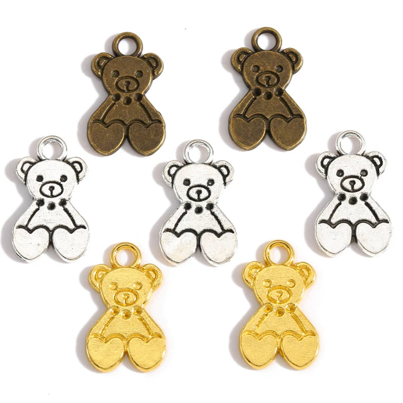 Antique Bear Charms Metal Pendants for Necklace Bracelet Jewelry Making Jewelry Handmade Crafts 22*13mm D924