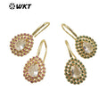 WT-ME089 Wholesale New Fashion Gold Plated Women Stone Zircon Earrings Trendy Long Hoop Drop Earrings in Colors