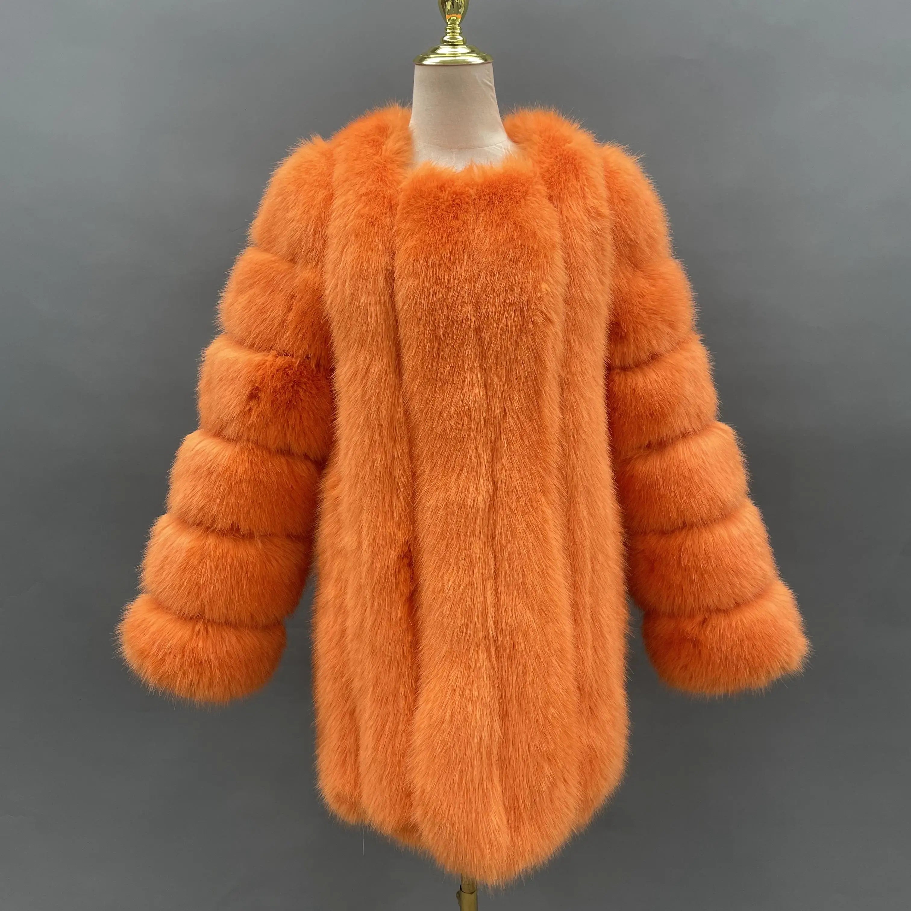 Janefur Wholesaler Women Fake Fur Long Jacket in Winter Fall Oversize Panelled Faux Fur Coat
