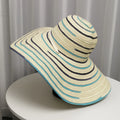 2025 New Two Tone Color Sun Hat Women Foldable Lace up Beach Hat Paper Straw Casual Dress