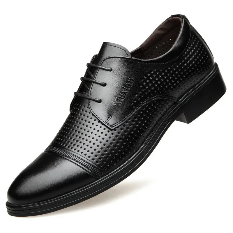New Men's Trendy PU Leather Breathable Wear-resistant Wedding Dress Shoes & Oxford