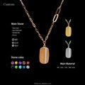 New Arrival Trendy 18K Gold Oval Pendant Necklace with Zircon Customized Engraving Words Link Chain for Engagement & Wedding