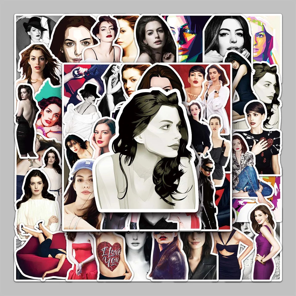 50PCS Factory Wholesale Star Peripheral Personality Actor Anne Hathaway Stickers Headphone Backpack Guitar Decorative Stickers