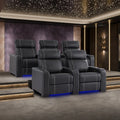 Electric Recliner Sofa Genuine Leather with LED Lighting Tray Tables Recliner Sofa Recliner Cinema Chair Living Room Furniture