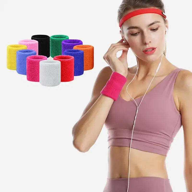 Kuer 2024 Hot Sale High Elastic Custom Logo Breathable Multi-color Sport Spandex Sweat Wrist Band Towel Wristbands