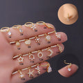 Wholesale Luxury Cute Designer Copper Non Piercing 14K Gold Hoop Nose Rings Dangle for Women