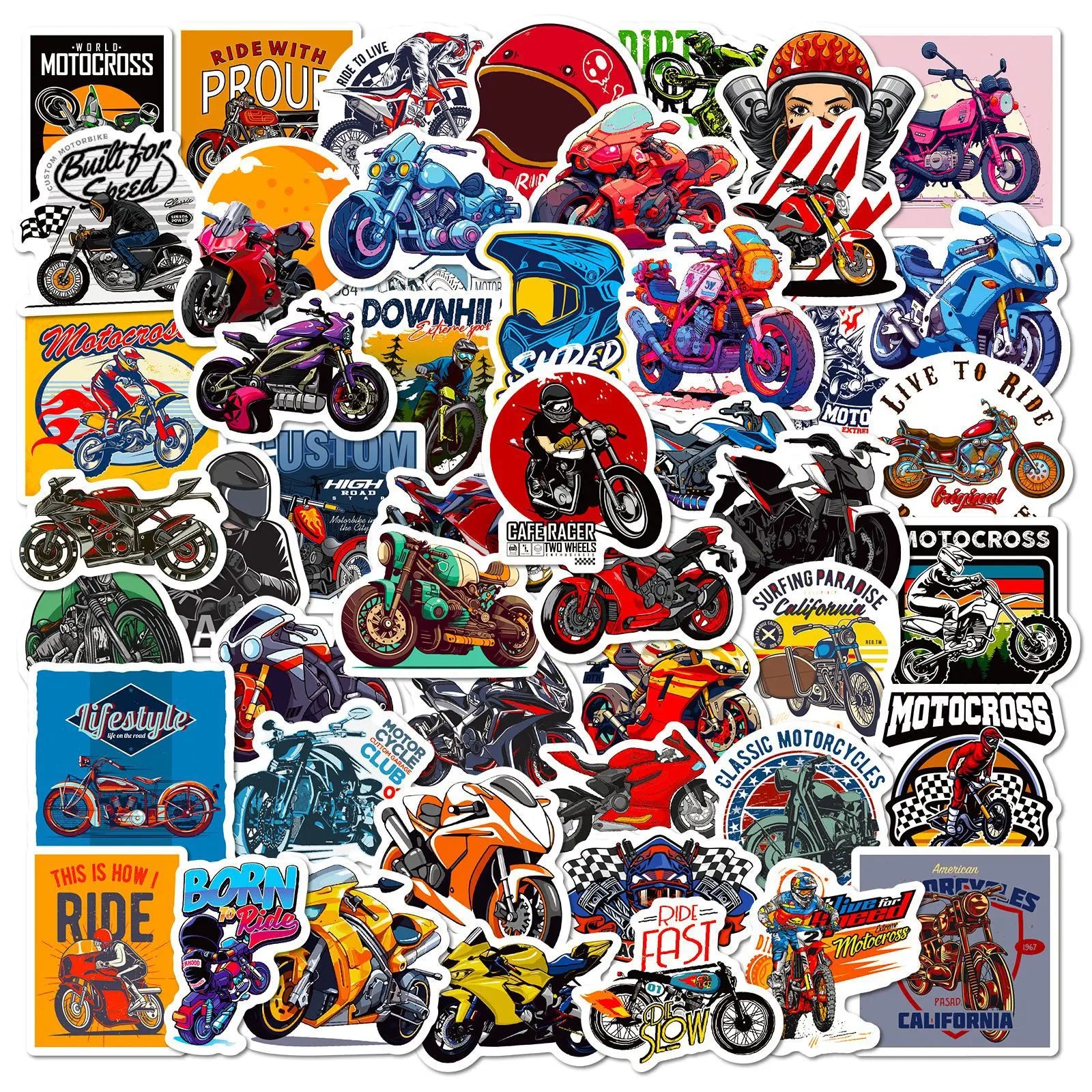 50Pcs Motorcycle Club Driver Graffiti Stickers for Car Helmet Decor Waterproof Racer Motorbike Motor Cross Sticker