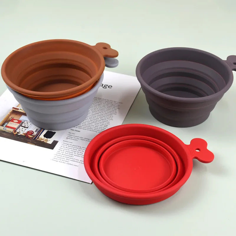 Pet Dog Cat Foldable Bowl Outdoor Walking Camping Water Cup Pet Feeder Silicone Portable Travel Dog Bowl