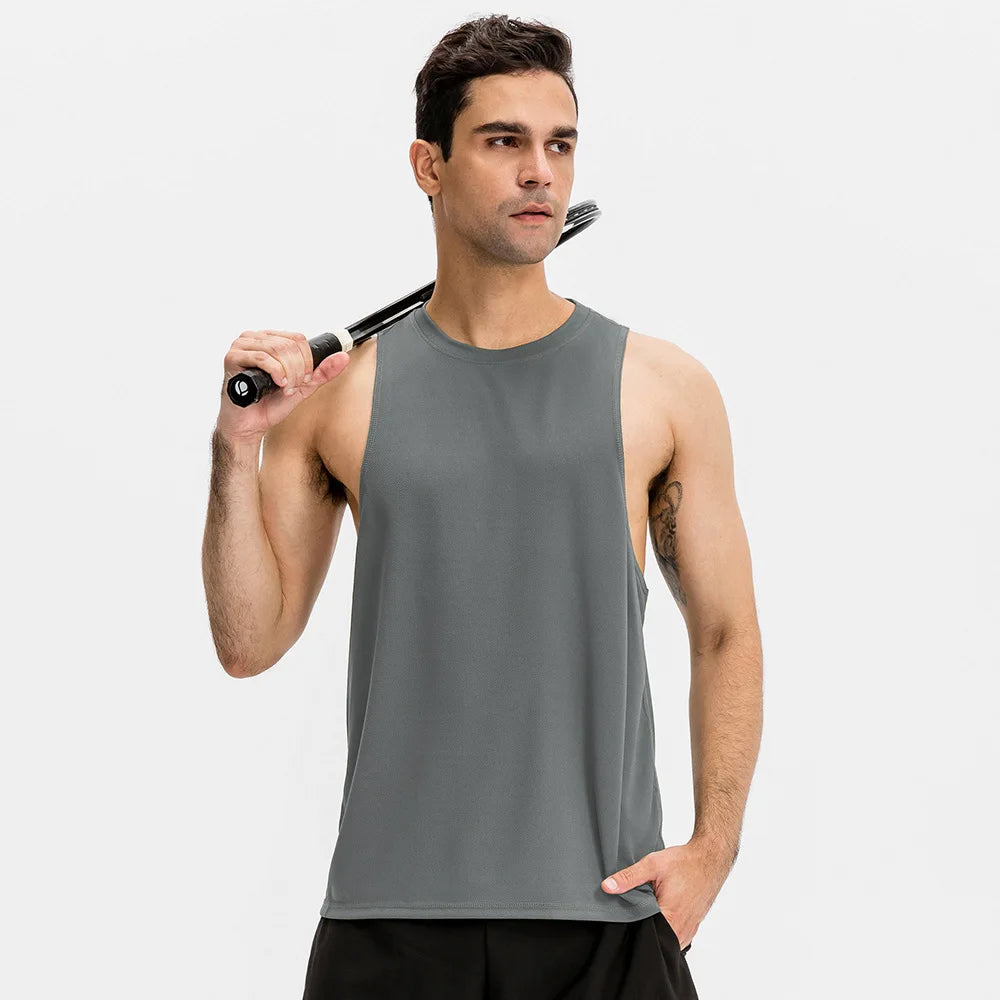 GZYEL-01107 Summer Clothes Man's Sleeveless Sports Vest Solid Color Sportswear Fitness Yoga Wear Custom logo Sports Shirt