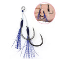 Wholesale High Carbon Steel Double Assist Hooks Jig Metal Saltwater Fishing Hook With Crystal Flash Tinsel