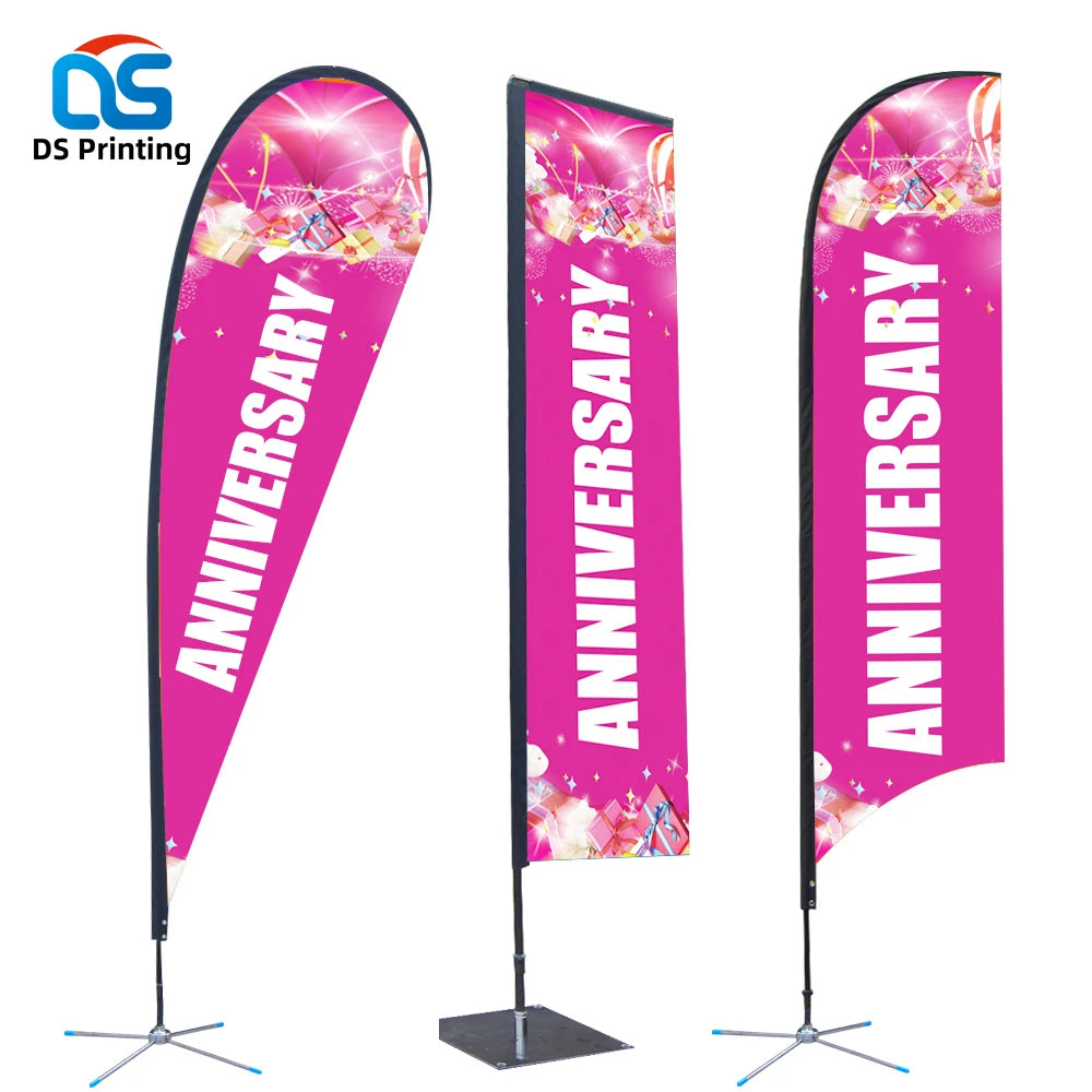 Custom Wholesale Full Color Double-Sided Dye-Sublimation Printed New Popular Durable Polyester Flying Banner Flag Promotion