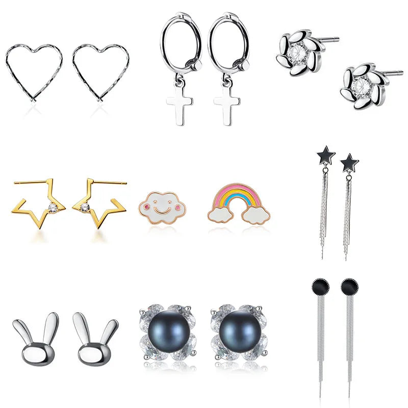 Fashion Gold Earrings Pearls & Gemstones Luxury Gold Plated Stud Earrings Fine Jewelry 925 Sterling Silver for Women