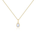 Abiding Simple Waterdrop Shape Pendant Necklace Pear 4x6mm Milky Blue Moonstone Art Deco Milgrain 925 Silver Solitaire Necklace