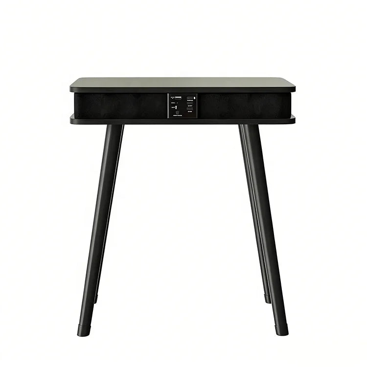 Modern Nordic Convertible Square Wood Panel Coffee Table with Speaker and USB Charger