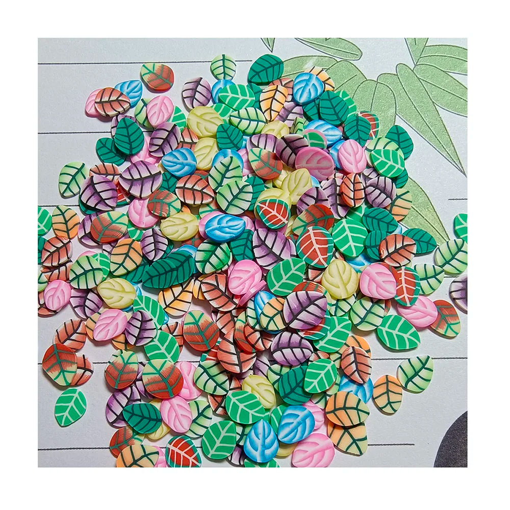 Spring Green Leaf Clay Slice Polymer Clay Sprinkles Mixed Leaves for DIY Crafts Plastic Clay Mud Slime Charms Nail Art