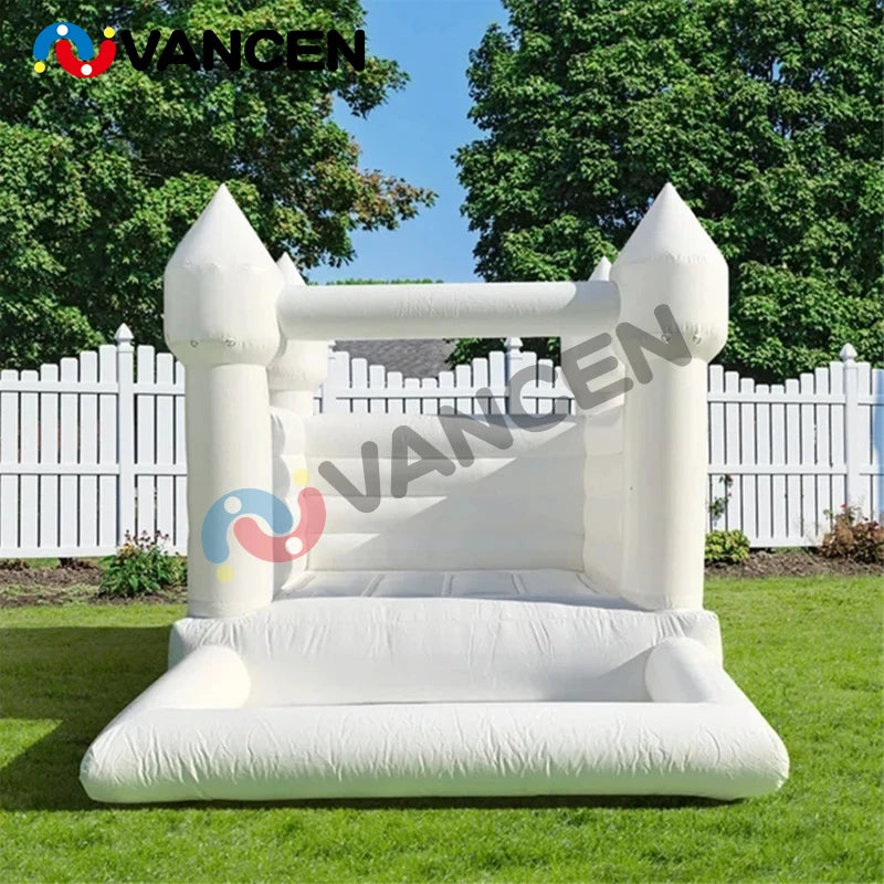 Commercial PVC Kids Party Rental Inflatable Bouncer Wedding White Bounce House with Ball Pit