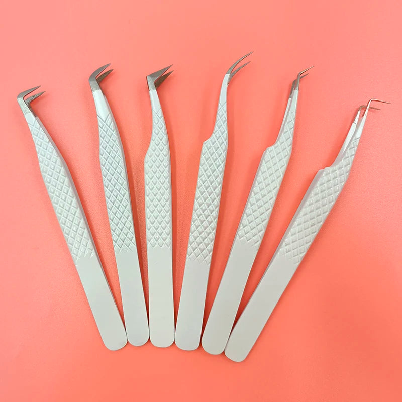 Best Selling Fiber Tip Tweezers 90 Degree Stainless Steel Private Label Fiber Tip Lash Tweezers