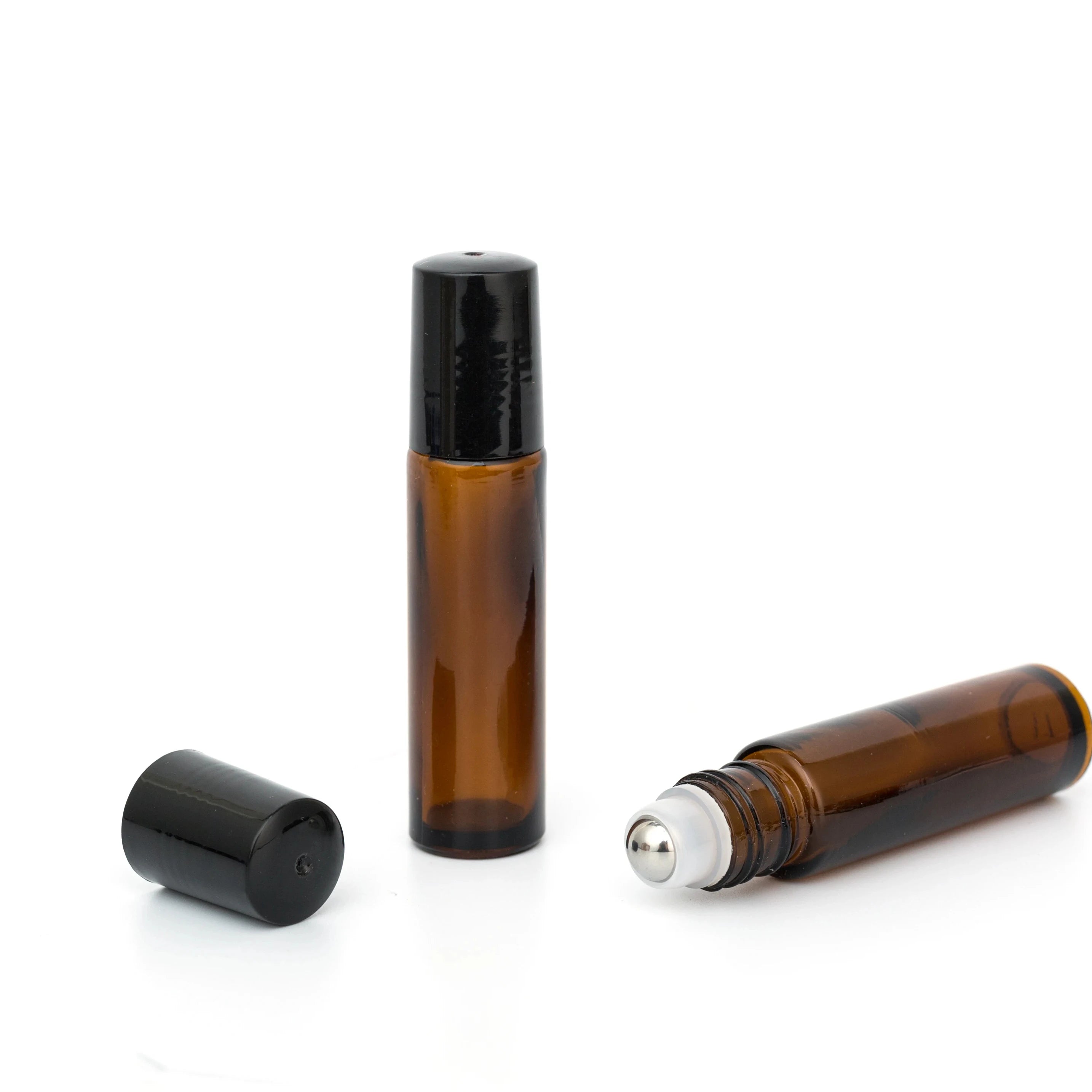 12 Pack 10ml Amber Blue clear Thick Glass Roller Bottles for Oils with Stainless Steel Roller Balls