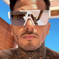 New Fashion Custom Logo Mirror Shades Oversize Flat Sun Glasses UV400 Rimless One Piece Square Sunglasses Women Men