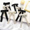 Factory Wholesale New Design Bow Hair Clip Solid Color Pearl Beaded Bow Hairpin Sweet Temperament Girl Ponytail Clips