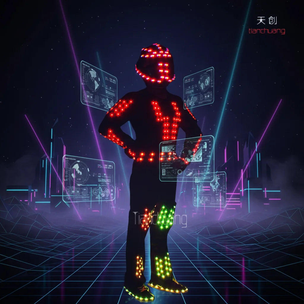 Future LED Robot Costume Robot Led Costume Led Robot Suit Unisex Cosplay Sets Embossed Unisex Dress for Kids DC 5V for Adults