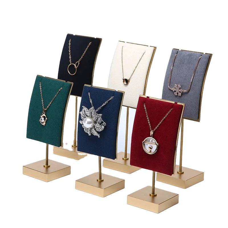 High End Necklace Display Stand Metal Gold Jewelry Neck Hanger Holder for Retail Online Jewelry Show