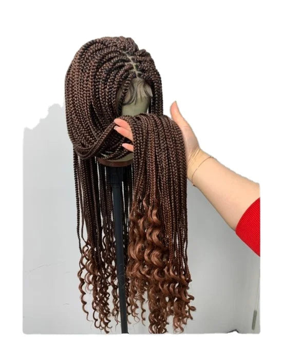 Hot Selling 4*4 Closure Wig Braid Wig African Braided Wig Synthetic Hair Wig