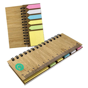 Wholesale Bamboo Sticky Note Pad with Ruler Cover and White Paper Sticky Note Promotional Gifts MH020 Payton Bamboo Sticky Note