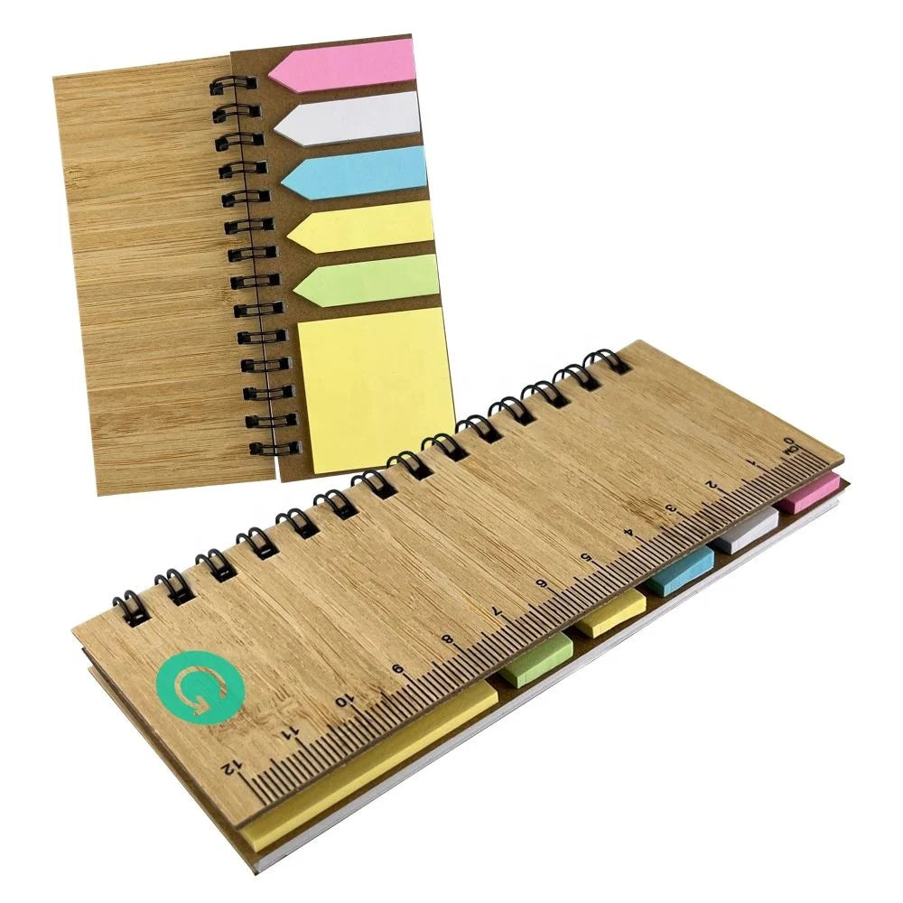 Wholesale Bamboo Sticky Note Pad with Ruler Cover and White Paper Sticky Note Promotional Gifts MH020 Payton Bamboo Sticky Note