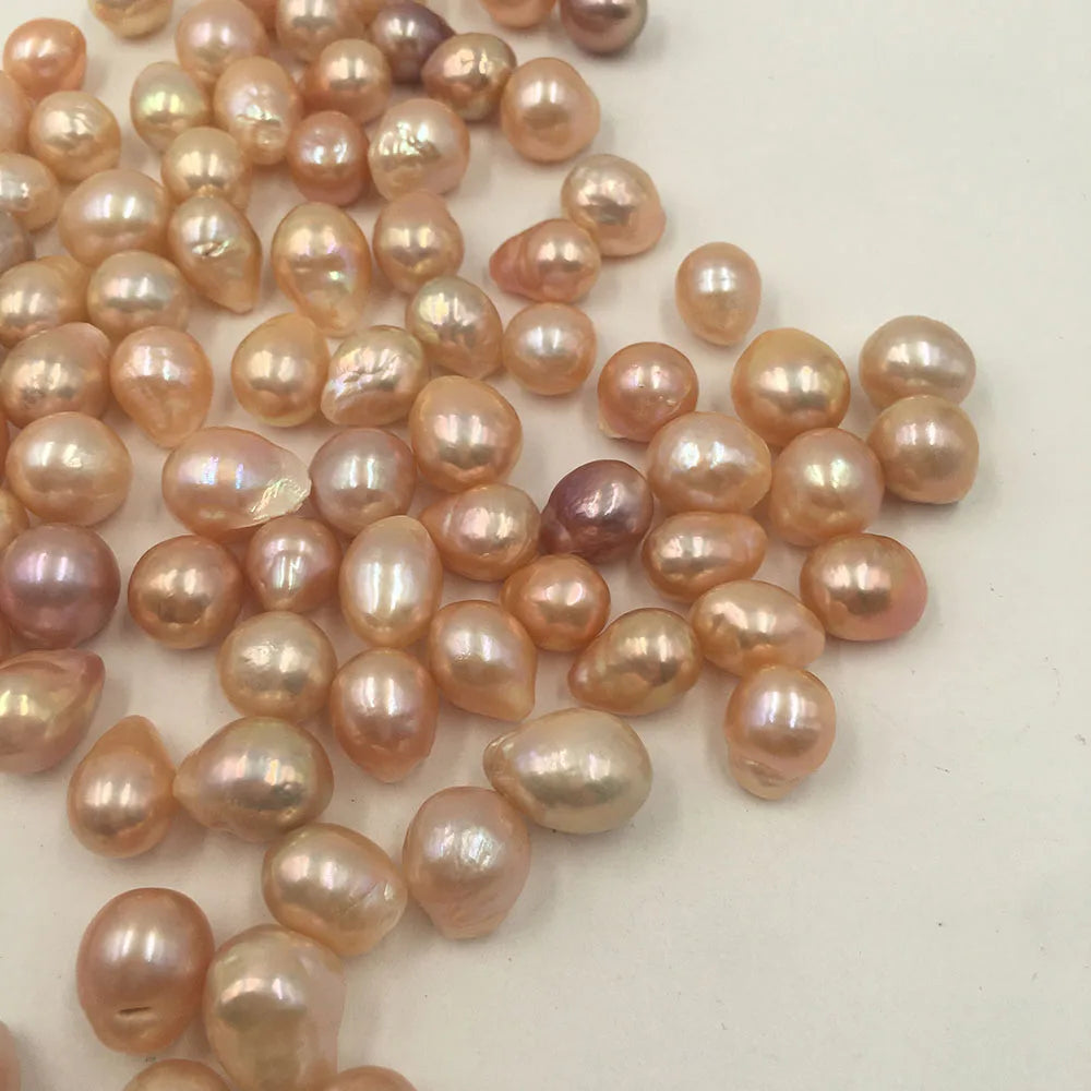 Wholesales DIY BEADS10-13 mm AA Good Luster Orange Gold Kasumi Baroque Pearl 100% Nature Freshwater Pearl With Half or No Hole
