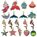 Oil Dropping Alloy Enamel Charms Ocean Shark Starfish Mermaid Dolphin Pendant for Jewelry Making DIY Bracelet Necklace