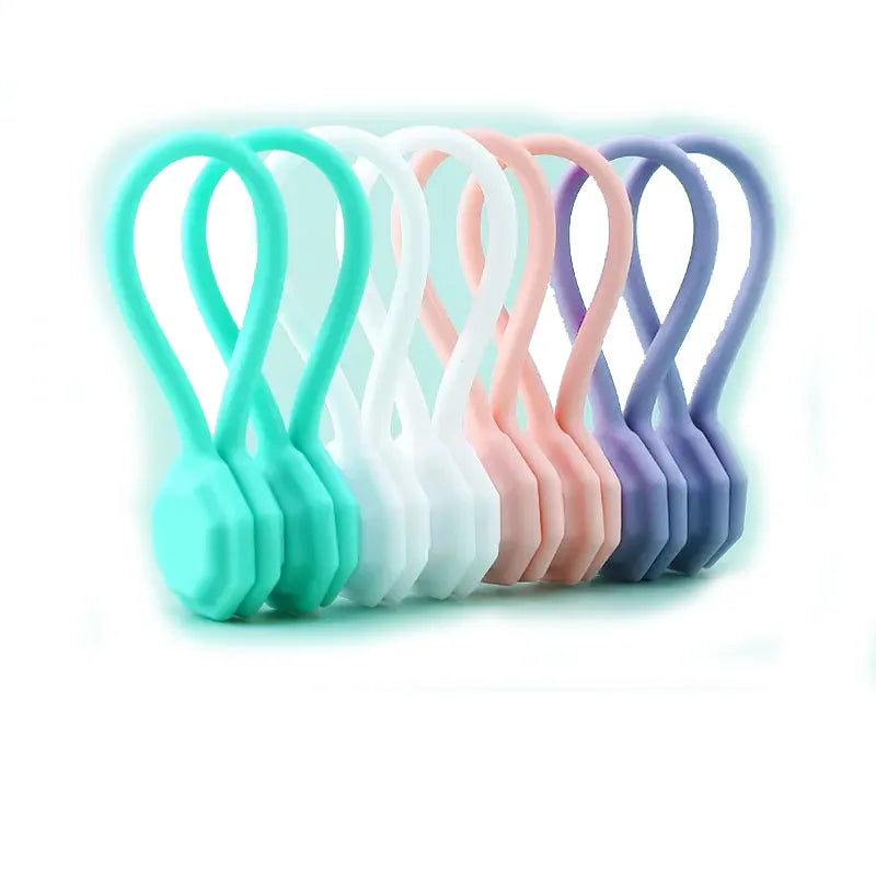 Silicone Magnetic Cable Ties Magnet Twist Ties Reusable Cord Clips for Bundling Holding Cable Wire Cord to Fridge Home Car