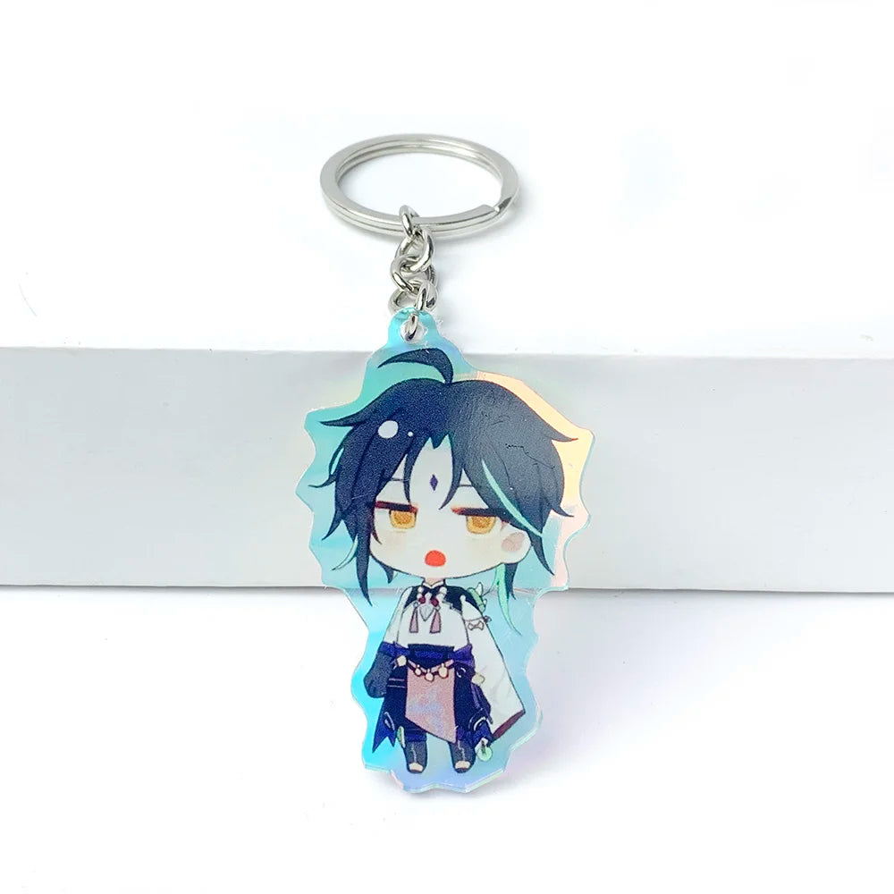 Anime Design DIY Custom Clear Double Print Glitter Keychain Acrylic Strap Epoxy Edge