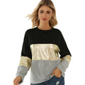Fashionable Casual T Shirt With Golden Edge Stitching for Women s Autumn and Winter