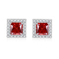 Aimgal Fine Jewelry 2ct Coloful Princess Square Four Claw Stud Earrings 5*5mm Moissanite S925 Sterling Silver Elegant