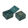 Green Faux Leather Handmade Luxury Necklace Earring Box Jewelry Pendant Packaging Custom with Gold Logo