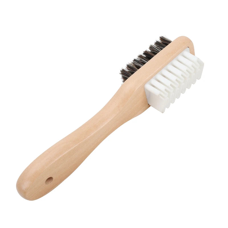 Factory Wholesale Custom logo Double-Sided Wooden Horse Hair Shoe Cleaning Brush With Suede Eraser Brush Sneaker Brush