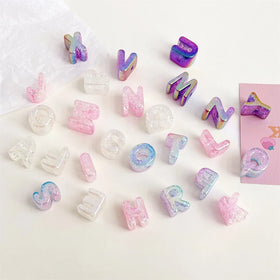 New Design High Quality 25mm Letter Shape Plastic Gradient Burst 26 English Letters Colorful Loose Acrylic Beads for Jewelry